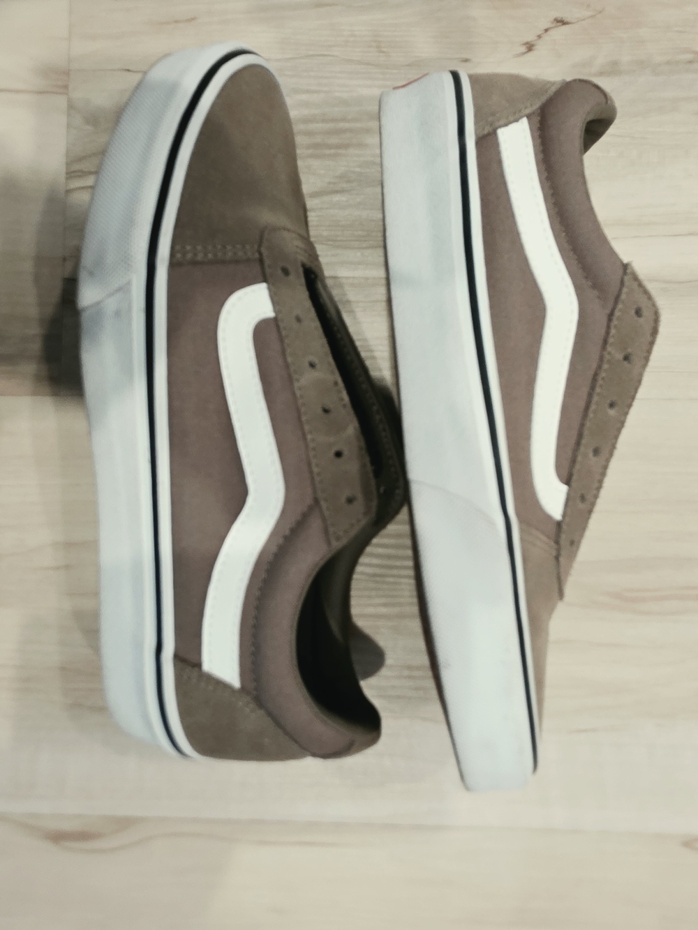 Vans Men's Low-Top Suede Sneakers in Taupe and White